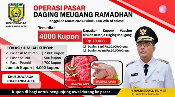 Pemko Banda Aceh Akan Operasi Pasar Meugang, Ada Diskon Harga Daging