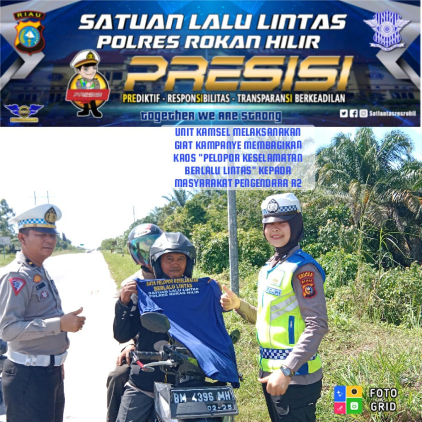 Satlantas Polres Rohil Bagikan 15 Baju Kaos Pelopor Keselamatan