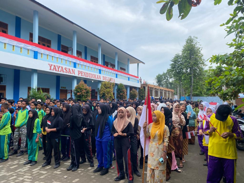 Sambut HUT RI ke-78, Ribuan Pelajar Delisha Ramaikan Gerak Jalan dan Lucky Draw