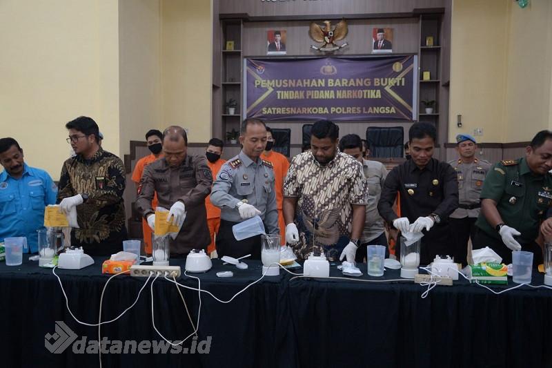 Sabu Seberat 3.308,75 Gram Dimusnahkan Polres Langsa, Selamatkan 26.470 Jiwa