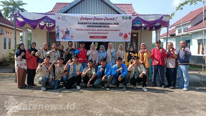 Mahasiswa Kukerta UNRI Adakan Bakti Sosial Gebyar Donor Darah Bersama PMI Inhil