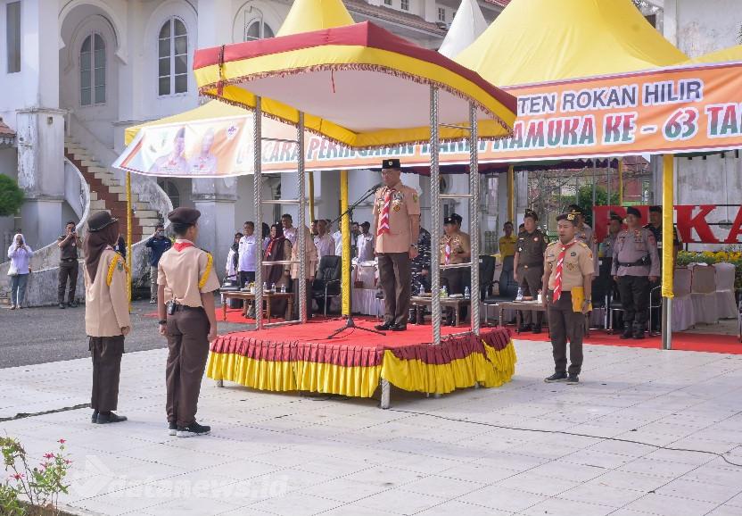 Sekda Rohil Pimpin Upacara Peringatan ke-63 Hari Pramuka