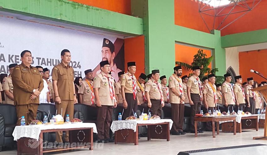 Mualem Pimpin Peringatan Hari Pramuka Ke-63, Dihadiri Dirbinmas Polda Aceh