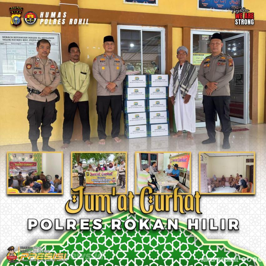 Kapolsek Pujud Gelar Sedekah Jum'at di Masjid Al Muslimin  dan Sampaikan Pesan Kamtibmas