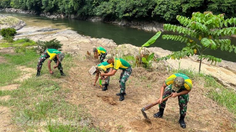Ketahanan Pangan di Perbatasan, Satgas Pamtas Yonarmed 11 Kostrad Tanam Sayuran di Lahan Pos
