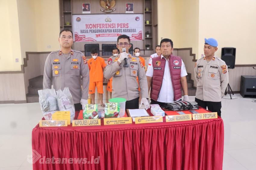 Polres Langsa Sita 2,3 Kg Sabu dan 2,1 Kg Daun Ganja Kering