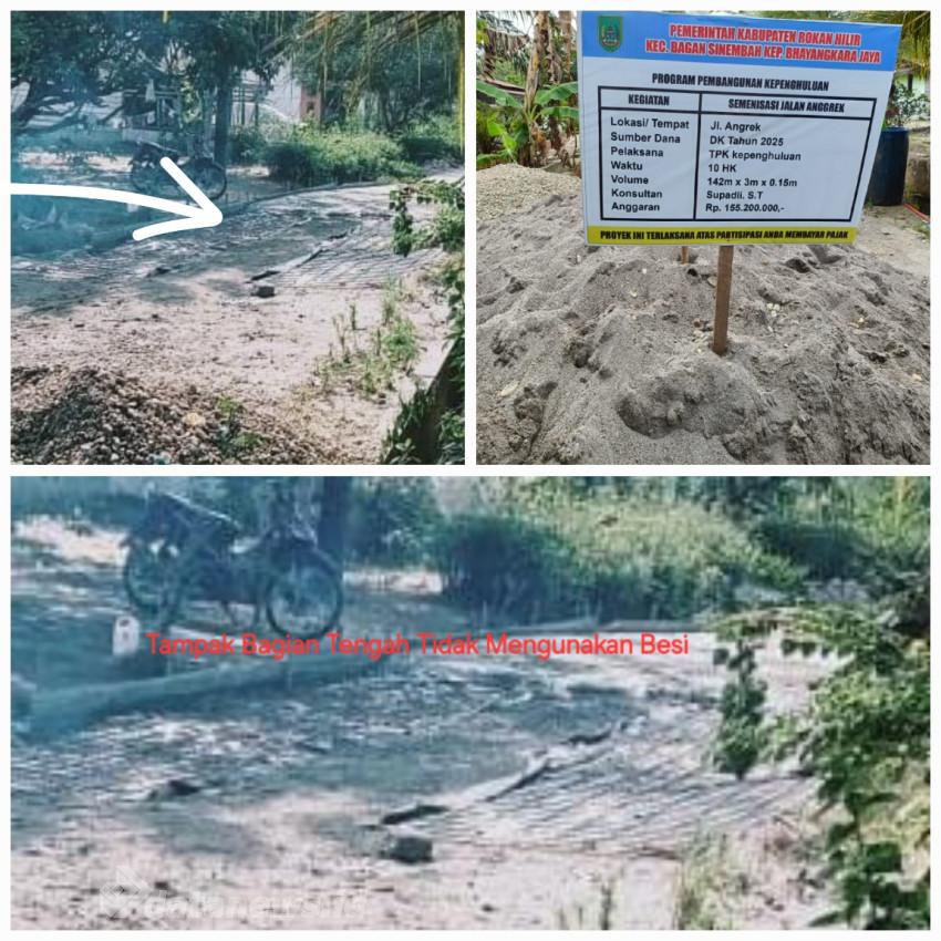 Masyarakat Minta Inspektorat Audit Semenisasi Jalan Angrek Kepenghuluan Bhayangkara Jaya Dikerjakan Asal Jadi