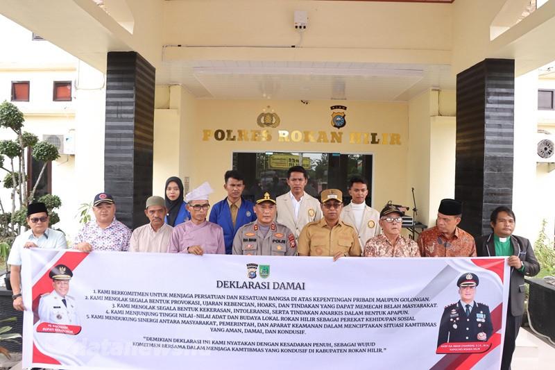 Polres Rohil Inisiasi Deklarasi Damai Melibatkan Bupati hingga LAMR
