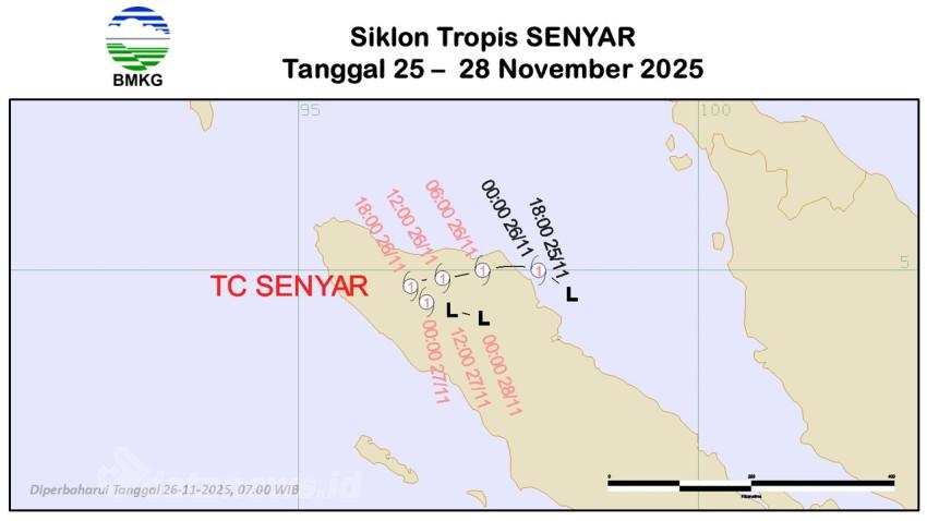 BMKG: Bibit Siklon Tropis 95B Menguat, Waspada Cuaca Ekstrem di Aceh dan Sekitarnya