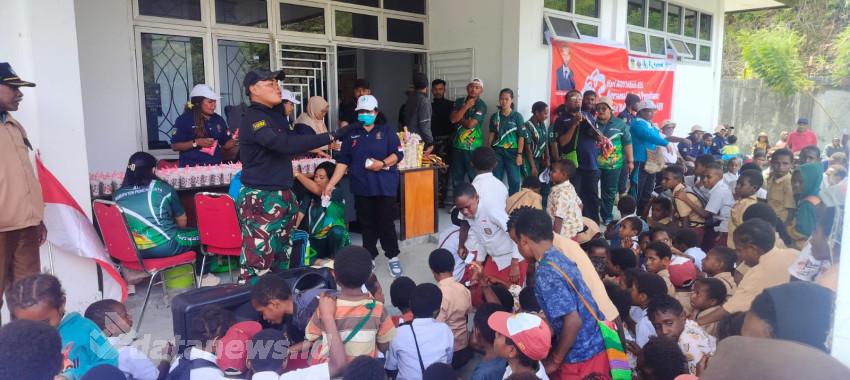 Satgas Yonif 112/DJ Laksanakan Jalan Sehat Dan Senam Bersama Warga Papua
