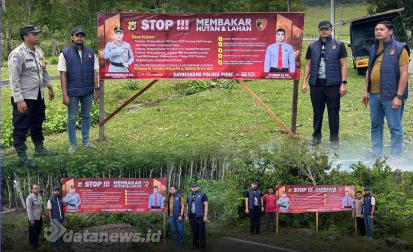Gencarkan Sosialisasi Larangan Karhutla, Polres Pidie Pasang Spanduk di Sejumlah Kecamatan