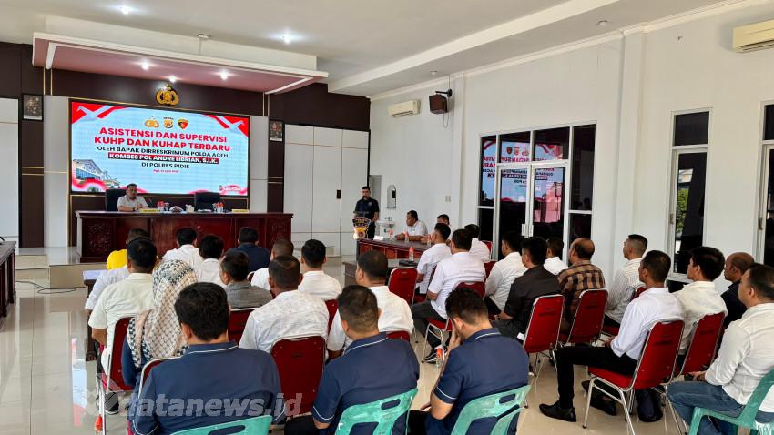 Dirreskrimum Polda Aceh Laksanakan Asistensi dan Supervisi KUHP&ndash;KUHAP Terbaru di Polres Pidie