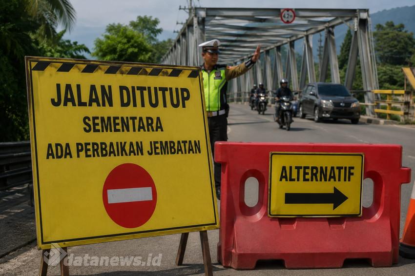 Polres Pidie Umumkan Penutupan Sementara Jembatan Teupen Raya
