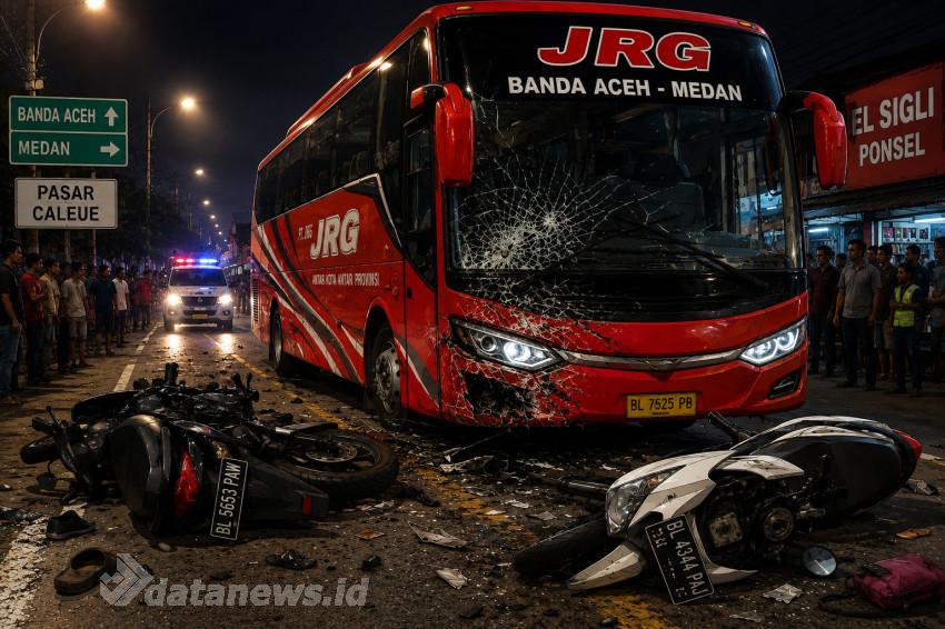 Bus JRG Tabrak Dua Motor di Pidie, Empat Perempuan Meninggal Dunia